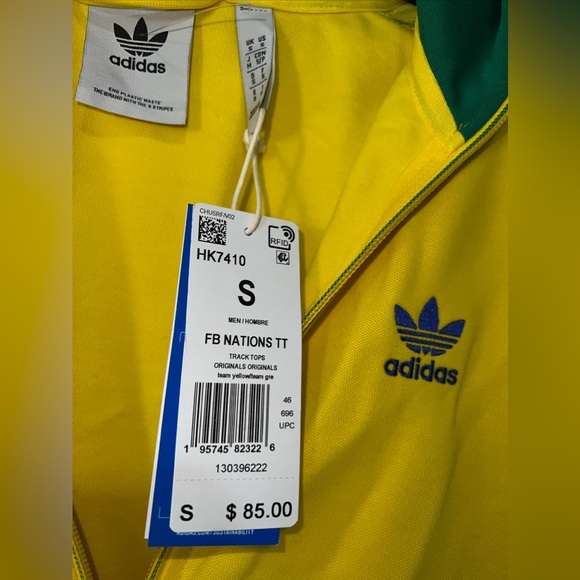 Adidas yellow three stripe jacket S green - Picture 4 of 6